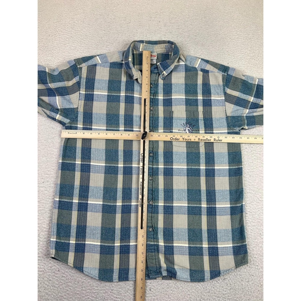 The Disney Store Tigger Shirt Mens Large Blue Plaid Button Up Embroidered Pooh - Picture 8 of 9